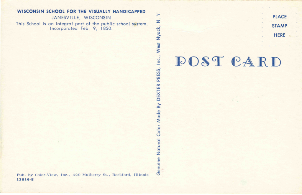 back of post card "This School is an integral part of the public school system"